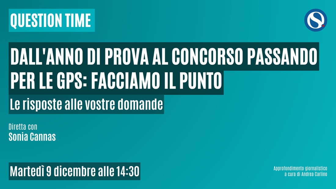 Dall'anno di prova al concorso passando per le GPS: facciamo il punto. QUESTION TIME con Cannas. LIVE Martedì 9 dicembre alle 14:30