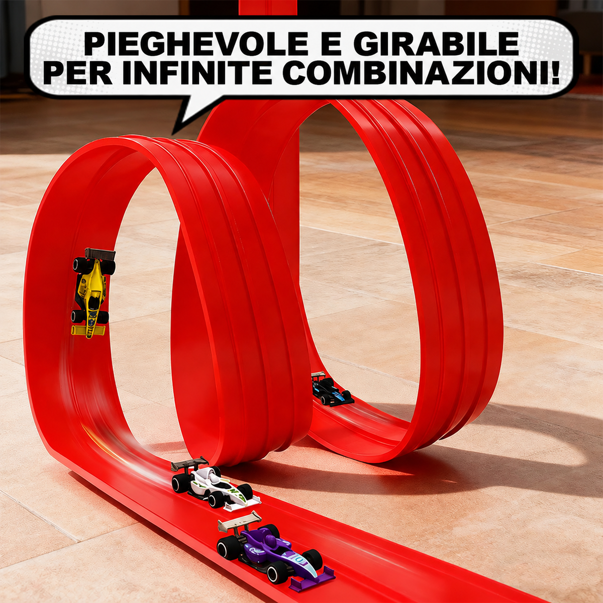 Montessori FlexTrack™– Pista Flexível para Carrinhos +4 Carrinhos GRÁTIS