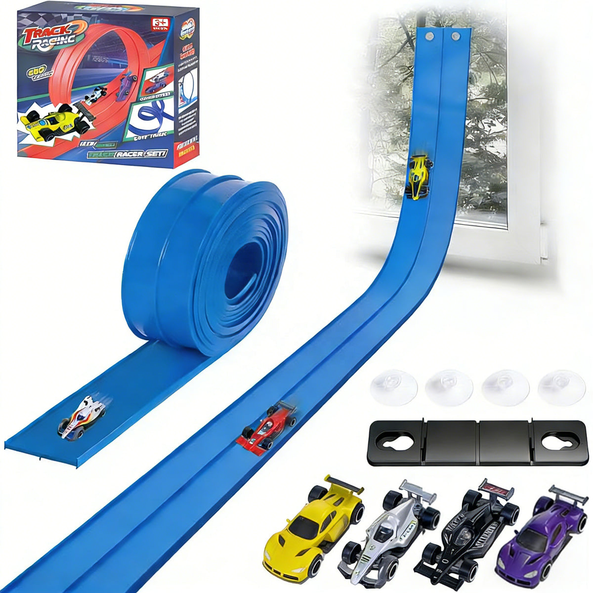 Montessori FlexTrack™– Pista Flexível para Carrinhos +4 Carrinhos GRÁTIS